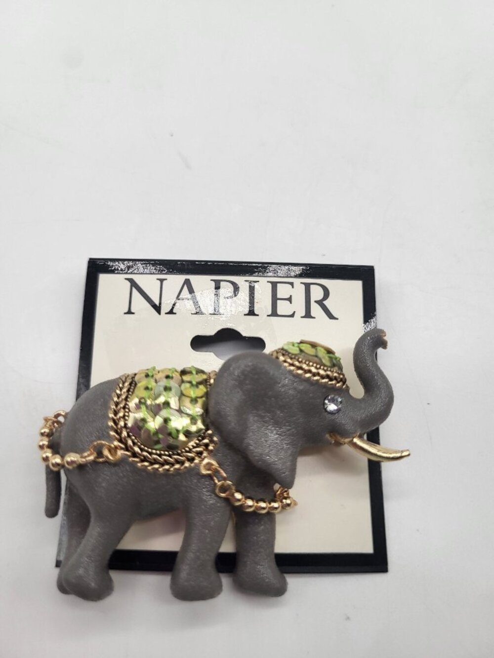 Napier Elephant Good Luck Trunk Up Decorative Brooch Pin Circus Whimsical